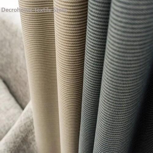 Bei Ou Gentry Japanese Cotton Simple Striped Cotton and Linen Curtains for Bedroom Living Room Blackout Luxury Home Decor