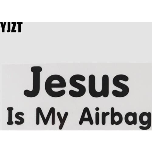 YJZT 17.5CM×7.8CM Personality And Humorous Words Letters Decal Jesus Is My Airbag Car Stickers Vinyl Black/Silver 13D-0565