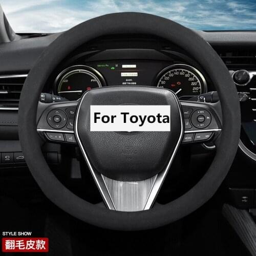 Suede leather Steering-wheels Cover 38cm 15" for Toyota 86 Agya Allion Auris Avalon Aygo Vios Vitz Yaris Mark X Hilux Alphard