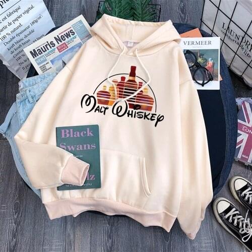 Malt Whiskep Pattern Printed Hoodie Womens Harajukua Style Casual Female Tops Big Size Loose Woman’s Thirteen Colors fashion