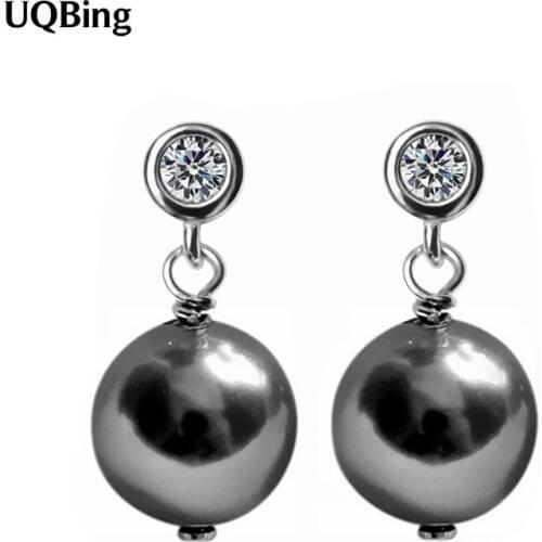 925 Sterling Silver Creative Round Black Pearl Zircon Stud Earrings for Women Trendy Elegant Pearl Party Ear Accessorie