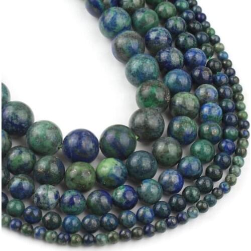 Natural Stone Chrysocolla Azurite Phoenix Lapis Lazuli Round Loose Beads 6 8 10 12mm for Jewelry Making DIY Bracelet Necklace