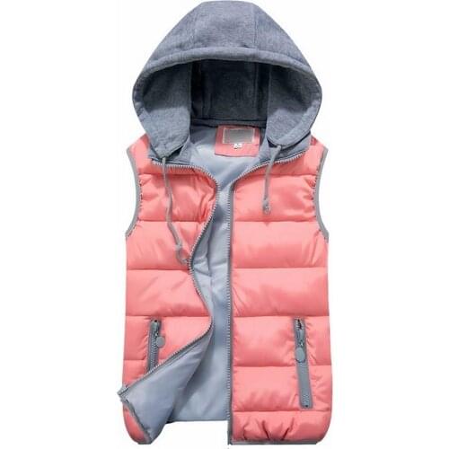 2021 New Women Autumn Winter Vest New Fashion Down Cotton Vest Hooded Thickening Outerwear Casual Jacket Coat