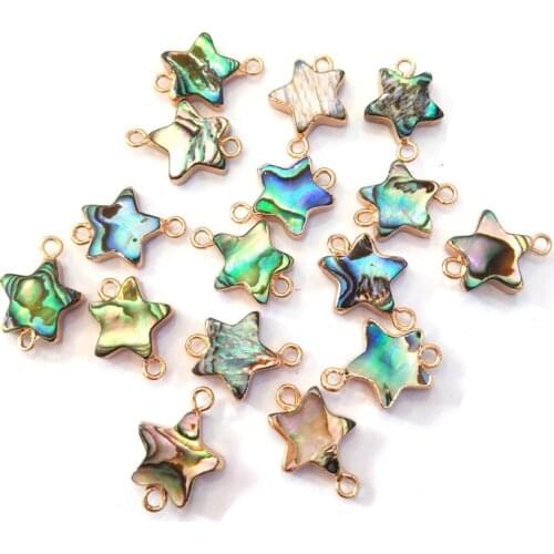 New 3pc Natural Pentagram Star Abalone Shell Pendant Connector Charm Pendant for DIY Jewelry Making Size 13x18mm