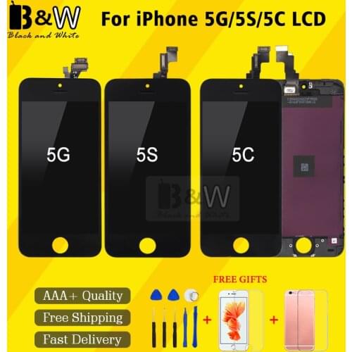 1Pcs 100% Test No Dead pixel LCD For iPhone 5C 5S LCD Display with Touch Screen Digitizer Assembly Black Free Ship Great Package