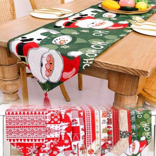 1PC Creative Exquisite Christmas Cotton Linen Tablecloth Table Flag Desktop Decoration For Home Dinner Tablecloth Ornament