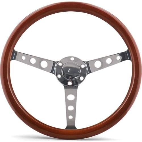 15inch 380mm Wooden Grain Classic Solid Wood Quality SteeringWheel Mermaid three round holes willow nail style volante esportivo
