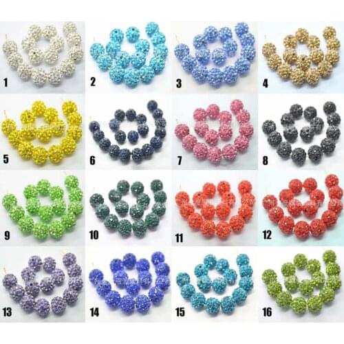 25 kinds of color 100pcs AAAA 6 Row 10mm Clay Paved Crystal Disco Rhinestone Ball Shape Beads DIY For jewelry making S0010