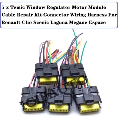 Temic Window Regulator Motor Module Cable Repair Kit Connector Wiring Harness For Renault Clio Scenic Laguna Megane Espace