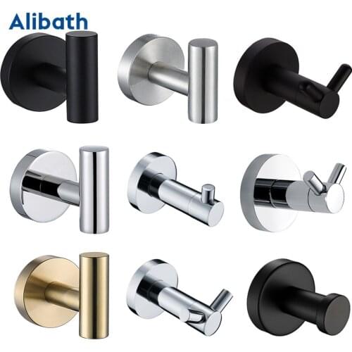 SUS304 Black Hooks for Bathroom Kitchen Hanger Stainless Steel Wall Hook for Keys Coat Towel Hook Robe Hook Bathroom Hardware