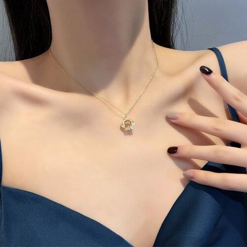 Digital 520 inlaid zircon pendant niche net celebrity trend titanium steel necklace female design temperament clavicle chain