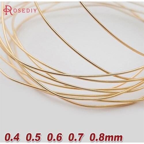 D088)2 Meters 0.4mm 0.5mm 0.6mm 0.7mm 0.8mm 24K Champagne Gold Color Brass Make Shape Metal Wire High Quality