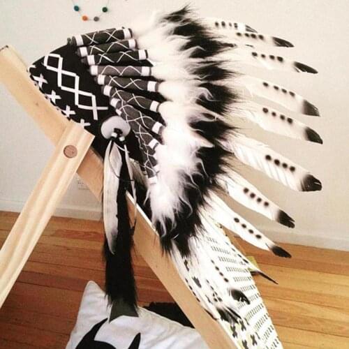 Children Party American Native Indian Feather Headdress Hat Photography Prop