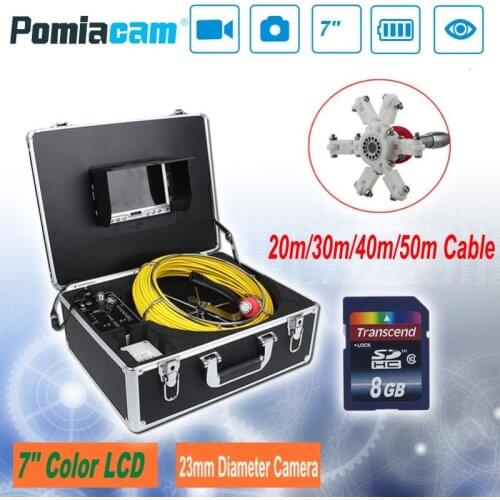 DHL Free 7D1 20/30/40/50m cable Professional Pipe Sewer Inspection Tools 23mm Sewer Drain Pipeline Endoscope Camera with Pulley