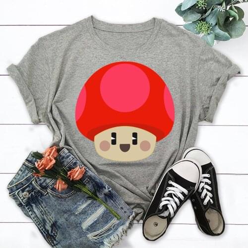 Mushroom New Women T-shirts Casual Harajuku Tops Tee Summer Female T shirt Short Sleeve T shirt TX8379