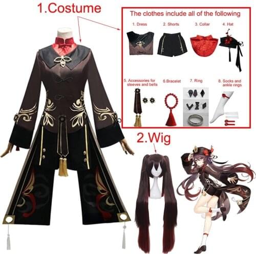 Genshin Impact Hu Tao Full Cosplay Costume Chinese Ancient Costume Halloween Carnival Clothes For Girls