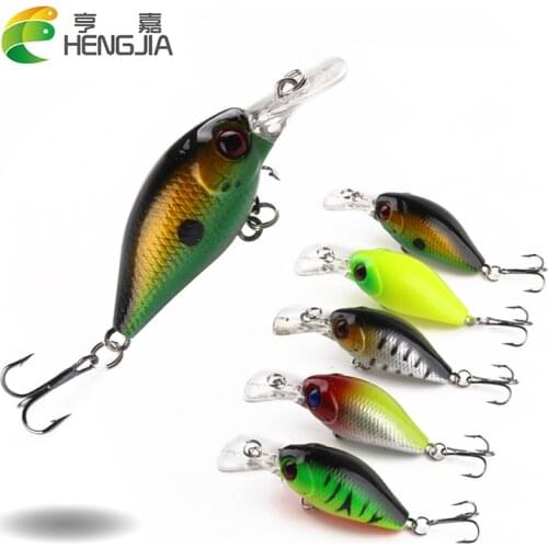 HENGJIA 1pcs 50mm 4g Fishing Lure Minnow Hard Bait with 2 Fishing Hooks Fishing Tackle Lure 3D Lifelike Eyes