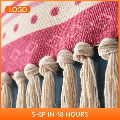 National Style Living Room Porch Cotton Braided Printed Tapestry Cotton and Linen Tassels Decorative Pendant Art Tapestry