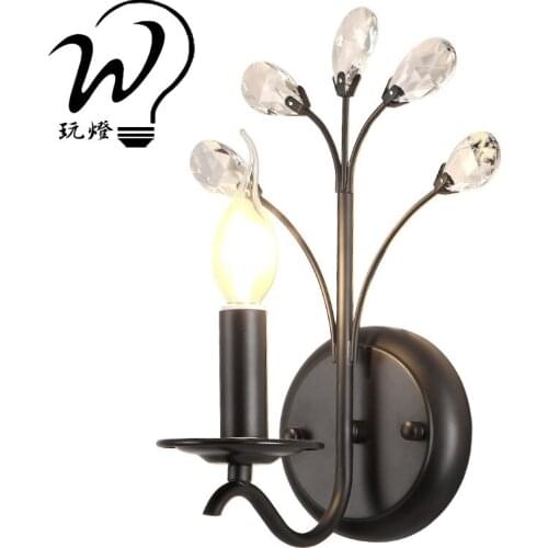 Loft crystal wall lights crystal bedroom light stone mirror light glass ball bedroom corridor bedroom bedside wall lamp