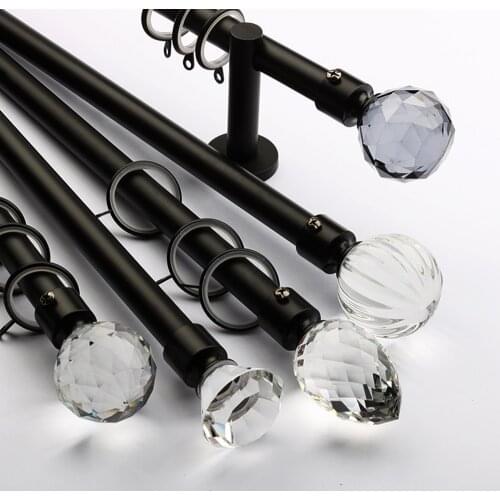 Carbon Steel Curtain Rod Pole Single Double Pole Roman Curtain Rods Track Including Holder Curtain Rings Accessories Customized