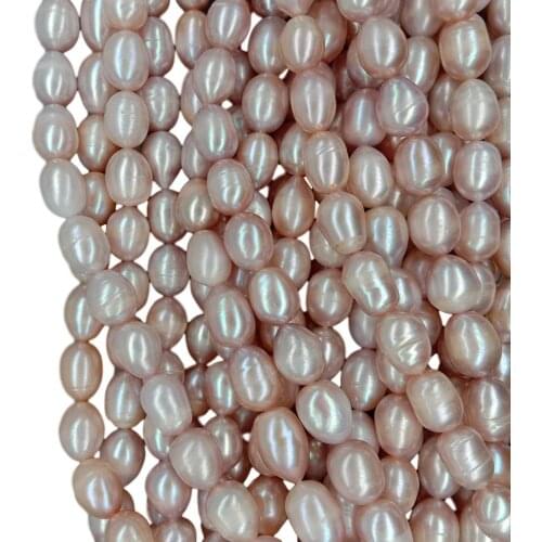 KKGEMS Wholesale 5 Strands 10x12mm Cultured Purple Freshwater Rice Pearl 15" Strand