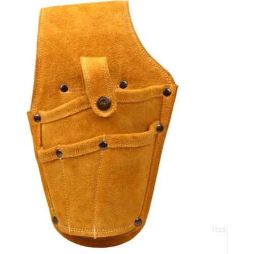 New Cowhide Wearable Waist Pack Electric Drill Bag Screws Nails Drill Bit Metal Parts Fishing Travel Tool Storage Bags