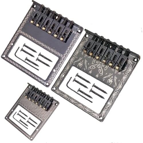A set of Black Carving Decorative Pattern humbuckers Mount Hole 6 String Roller Saddle Bridge for Electric Guitar parts