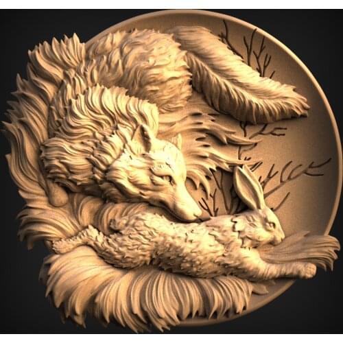 Animal decor round plate 3D STL Model for CNC Router Carving Machine Artcam aspire_Animal round decoration