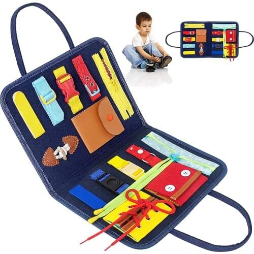 Toddler Busy Board Montessori Sensory Activity Board For Kids Develops Basic and Fine Motor Skill Learn to Dress Educational Toy