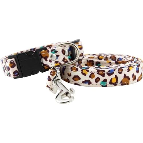 Fashion Leopard American Flag Leather Dog Collar Adjustable Puppy Pet Dog Supplies Size M-XXL
