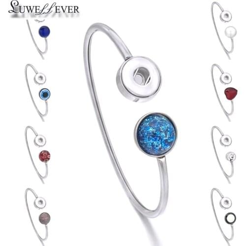Fashion Interchangeable 020 Metal Bracelet Stainless Steel Bangle 12mm Snap Button Charms Bracelet For Women Jewelry Gift