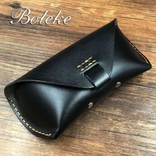 Genuine Leather Glasses Case Box Hard Spectacles Sunglasses Bags Eyeglasses Cases Eyewear Holder Cover Accessories For Men Women