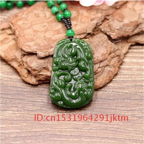 Jade Natural Fashion Necklace Amulet Charm Chinese Green Jadeite Women Tiger Jewelry for Gifts Pendant Hand Men Pixiu Carved