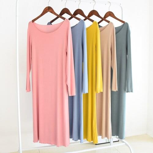 Fdfklak Modal Dressing Gowns Womens 2020 New Summer Nightgown Night Dress Long Sleeve Female Clothing Pink/Yellow Sleepwear