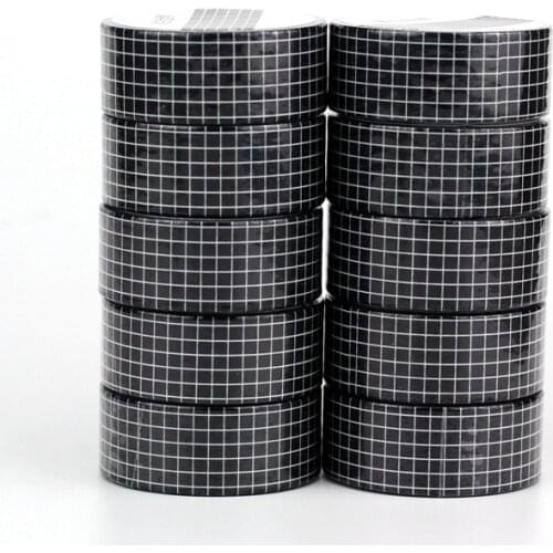 NEW 10pcs/Lot Decorative Black and White Grid Japanese Washi Tapes for Bullet Journal Adhesive Masking Tape Cute Stationery