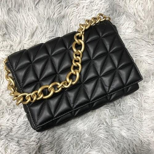 2021 New Thick Chain Quilted Shoulder Bags and Handbag Women Clutch Bags Ladies Hand Bag Solid color classic