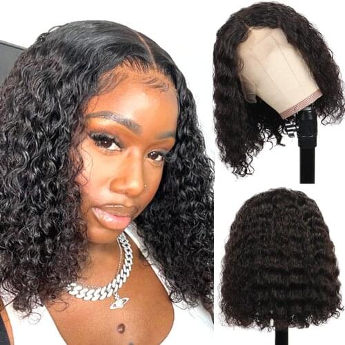 Hot Wave T Part Lace Front Human Hair Wigs Water Wave Short Bob Lace Closure Wigs Brazilian Vingin Hair 13x4 Lace Frontal Wigs