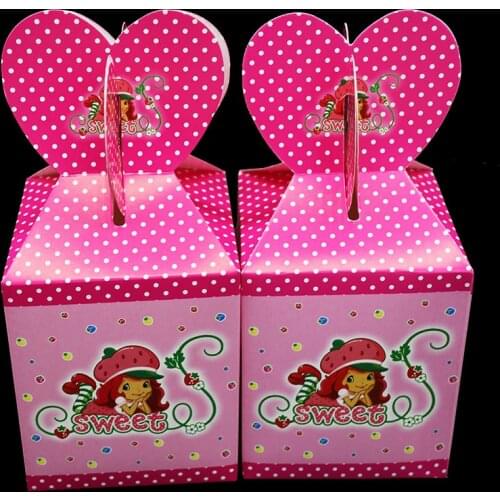 6pcs/lot Shortcake theme gift boxes birthday party decorations Strawberry party supplies Shortcake Strawberry theme candy boxes
