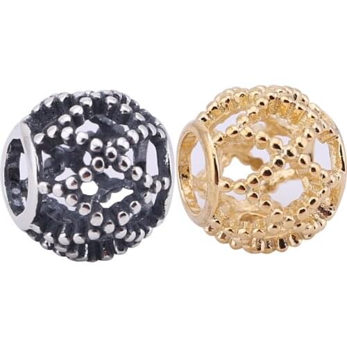 Ajax Real 925 Sterling Silver Beads Hollow Out Charms Fit DIY Women Snake Bracelets Vintage Jewelry Accessories Parts