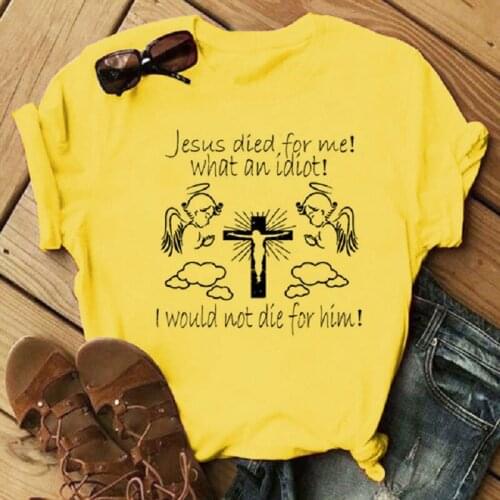 Casual Cotton T-shirt Women 2021 New Summer Jesus Short-sleeved Womens Loose O-neck Excellent Cotton T-shirt Women