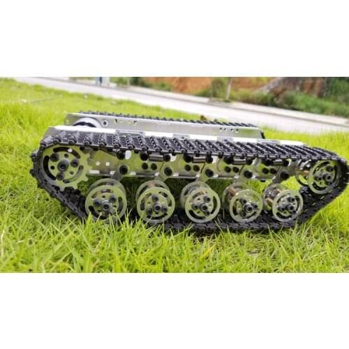 RC Tank Chassis Robot Stainless Steel Tank Truck Intelligent Robot Chassis Metal plastirawler with Shock Absorber for Model Toy