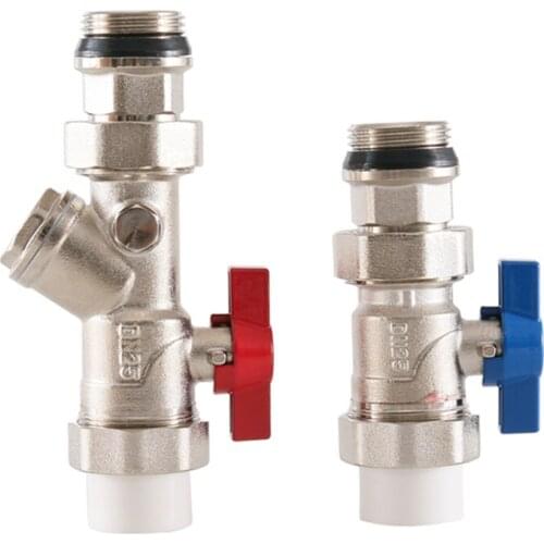 Floor Heating Main Valve Electroplating PPR25 Straight Filter Ball Valve Silver PPR32 Water Trap Valve