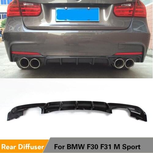 Carbon Fiber / FRP Rear Diffuser Lip Bumper Spoiler For BMW F30 F31 M Sport 2012 - 2017 Dual Exhaust Two Outlet