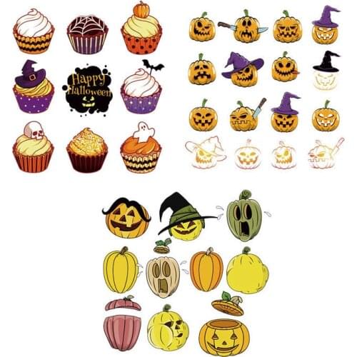 Halloween Evil Pumpkin Heat Transfer Iron On Patches For Clothes Boy Girl DIY T-shirt Applique Vinyl Letter Animal Patch Sticker