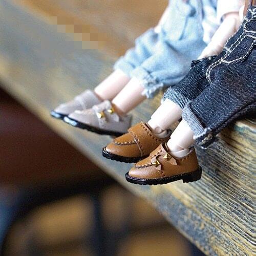 OB11 doll shoe size fashion cool square nails gold pointed leather shoes boys shoes brown black cream gray and other colors