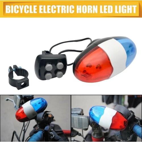 Bicycle Bell 6 Flashing LED Light 4 Sounds Police Siren Trumpet Horn Bike Rear Light For Taillight Waterproof MTB Bike Parts