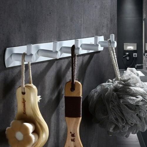 Vidric White Stainlesssteel Clothes hooks Kitchen hooks simple row of hooks living room wall hanging door rear hook for cap,coat