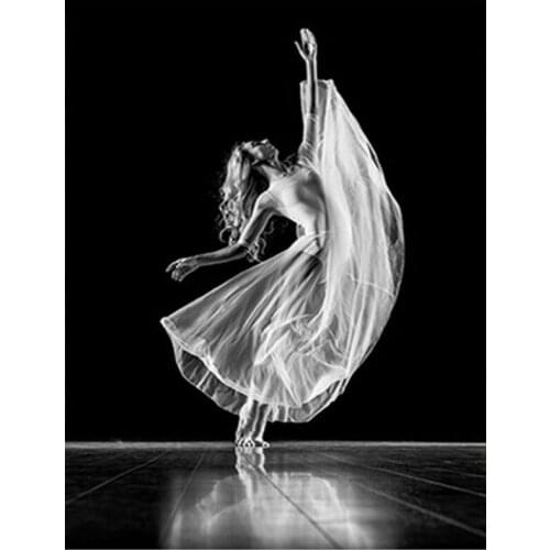 Cross Stitch Home Decor Full Round Drill Diamond Picture Portrait Gift Handmade Embroidery Painting Dancing Girl Wall Sticker