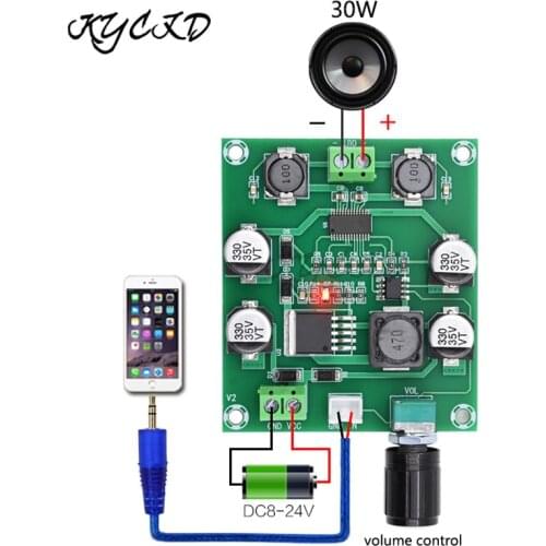 XH-A235 30W Mono Amplifier Board DC 8-24V Digital Power Stereo Audio AMP 24 Times Gain Amplifier with Volume Control Speaker DIY