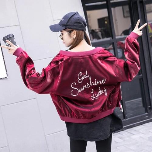 Spring Autumn jacket women New Pattern Easy BF Original The Night Wind Baseball Serve Student Embroidery Pilot Jacket female